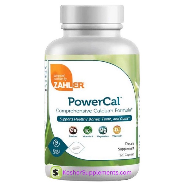 Zahler PowerCal 120 Capsules Kosher Calcium Magnesium Vitamin D3 K2 Supplement